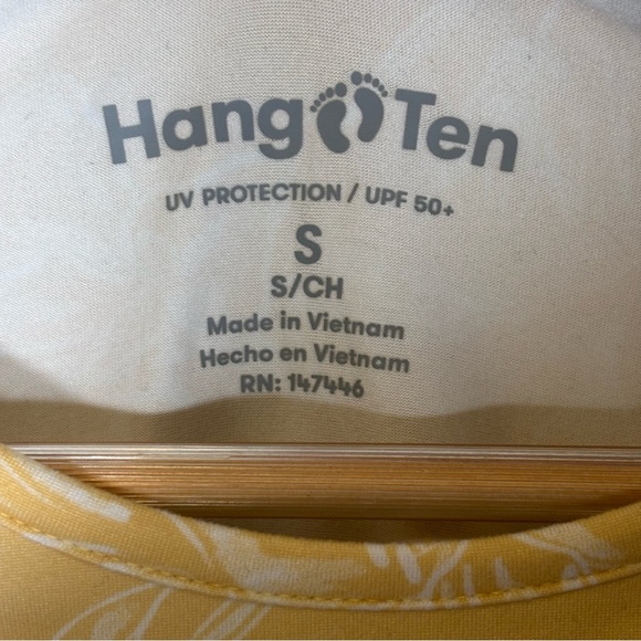 Hang Ten Sunray LS Sun Tee Floral Swim Shirt Rash Guard-Yellow/White-Women Small - Picture 5 of 7